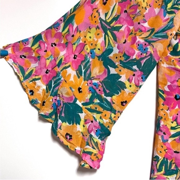 Anne Cole Sunshine Floral Tunic Swim Coverup V-Neck - Picture 6 of 7